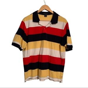 Daniel Cremieux Classics pique striped polo size L Red Navy Blue Yellow White
